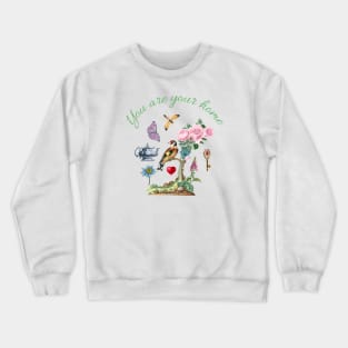 Home supporting quote with nature illustration Crewneck Sweatshirt